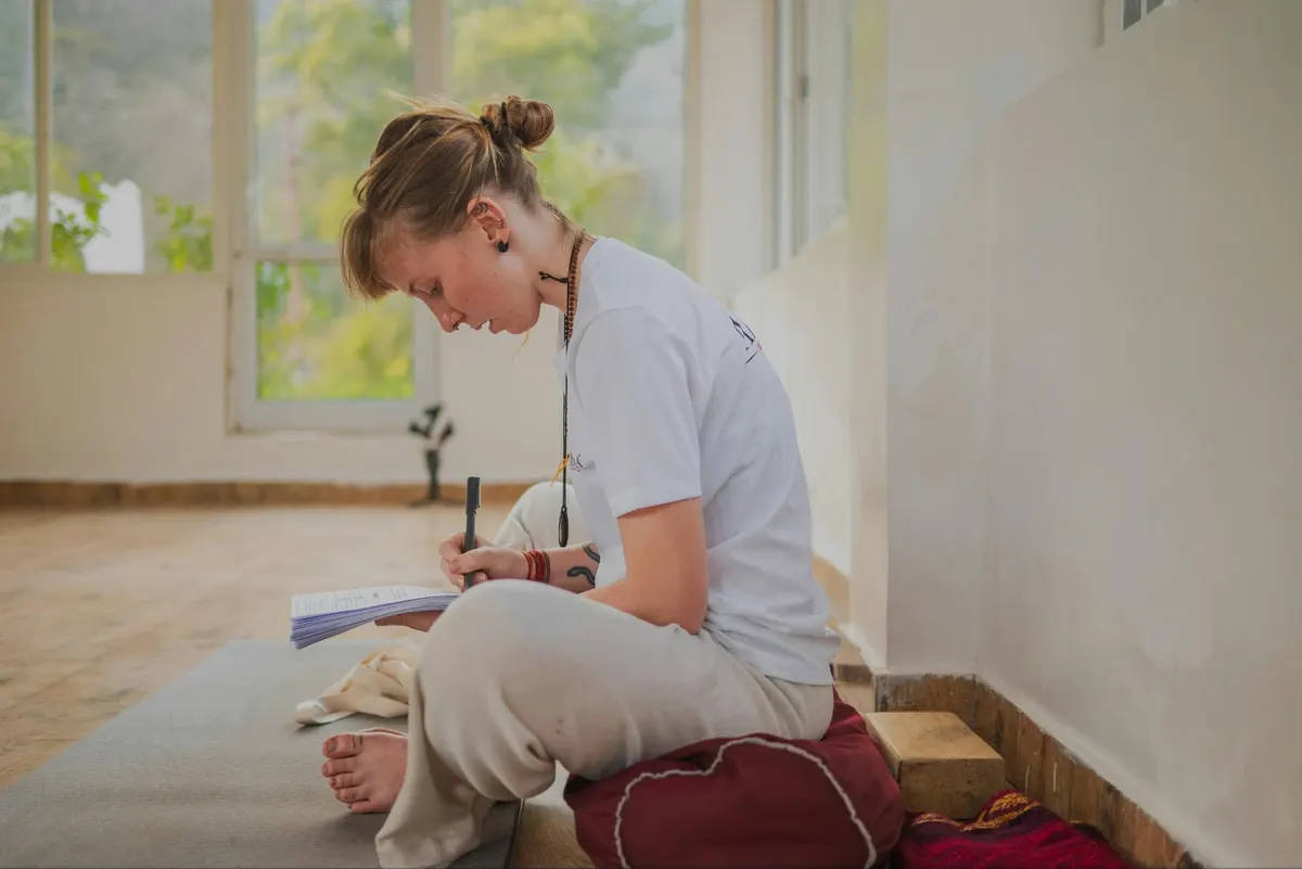 Sitting mindfully while reviewing notes